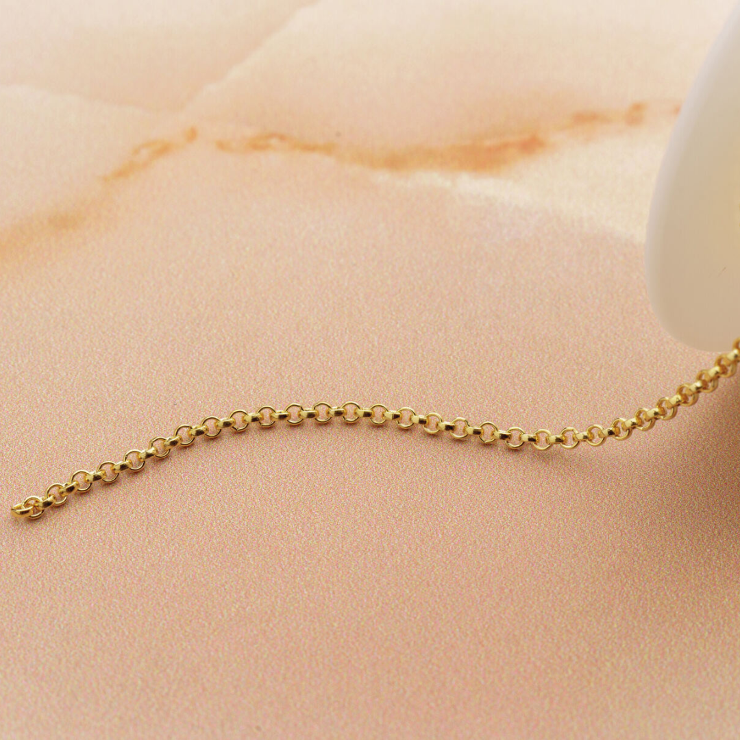 Yellow Rolled Gold Filled Round Rolo Link Permanent Bracelet