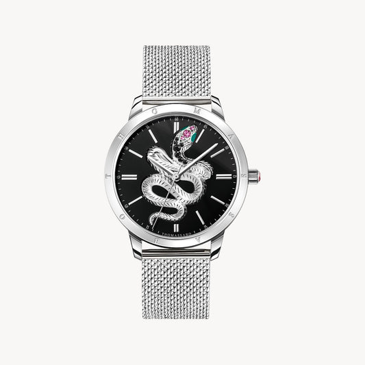 Thomas Sabo 33mm Steel Case and Mesh Bracelet Black 3D Snake Dial Watch WA0383-201-203