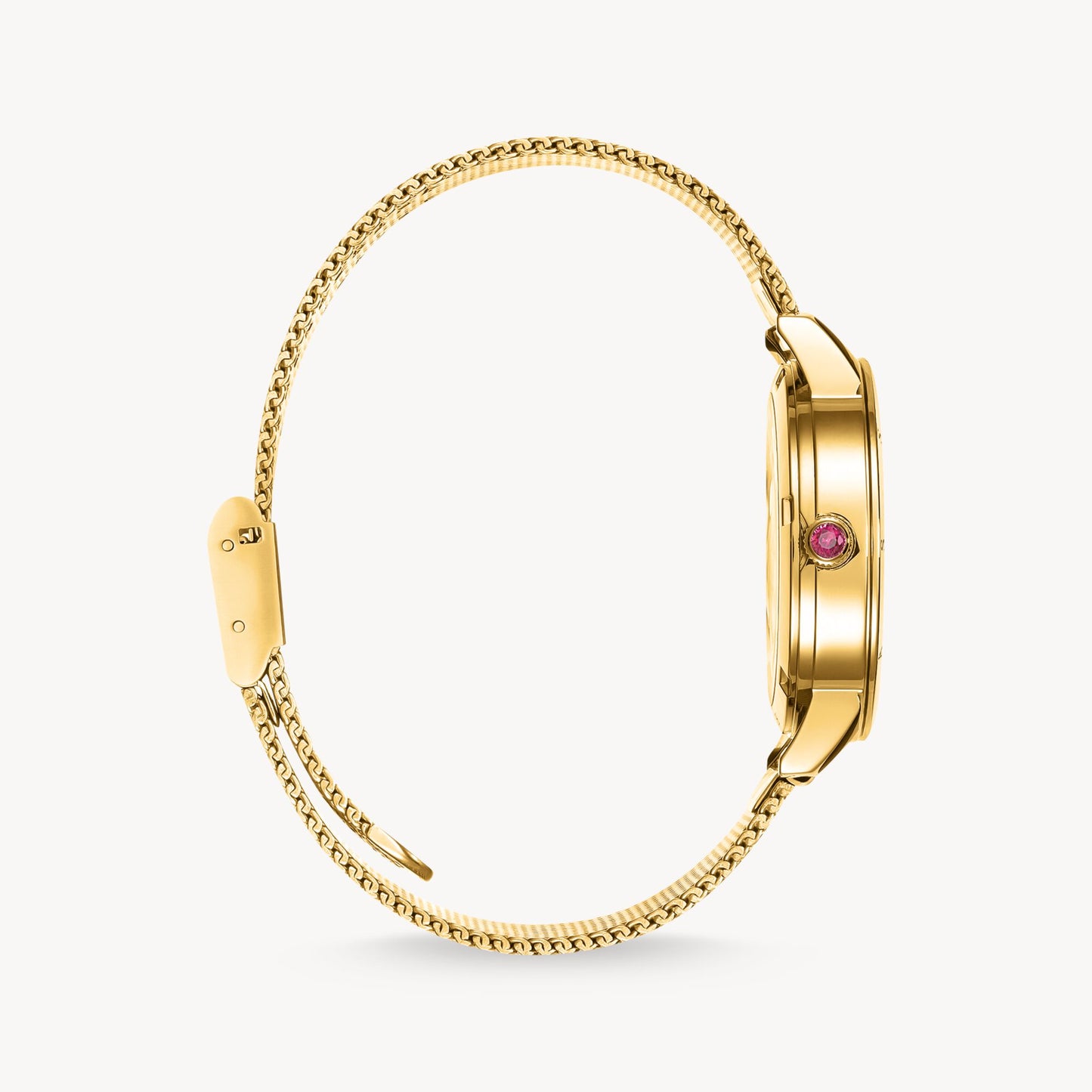Thomas Sabo Yellow Gold Plated 33mm Case and Mesh Bracelet Champagne 3D Snake Dial Watch WA0384-264-207