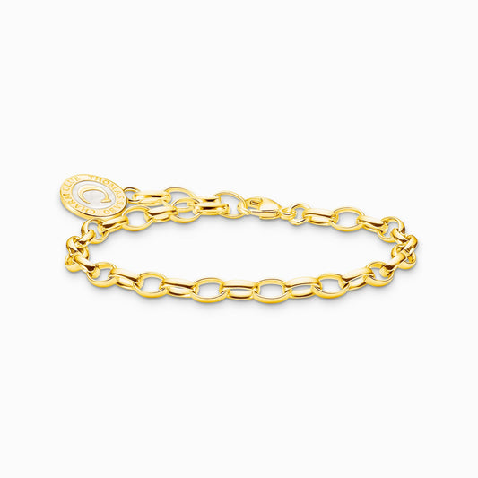Thomas Sabo Yellow Gold Plated Charm Bracelet with white Charmista Coin X0287-427-39 17cm