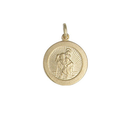 9ct Yellow Gold 12mm Round St Christopher