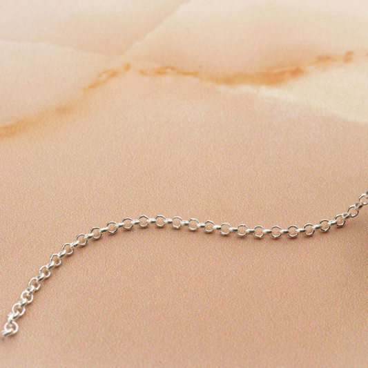 Sterling Silver Round Rolo Chain Permanent Bracelet