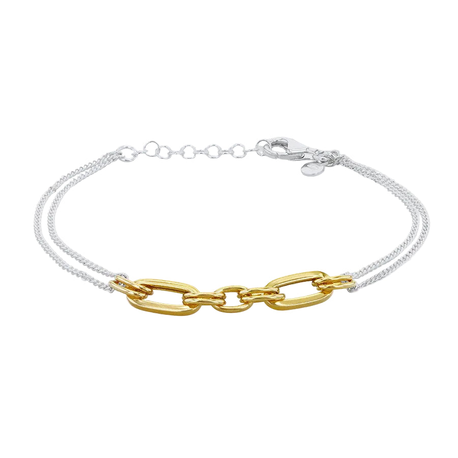 Sterling Silver and Gold Plated Paper Links Two Strand Bracelet