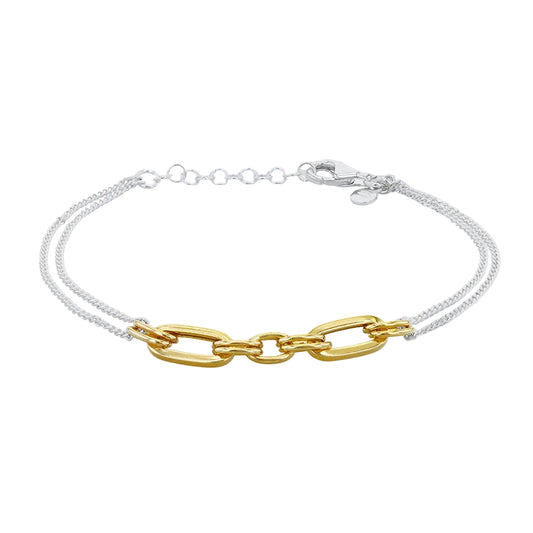 Sterling Silver and Gold Plated Paper Links Two Strand Bracelet