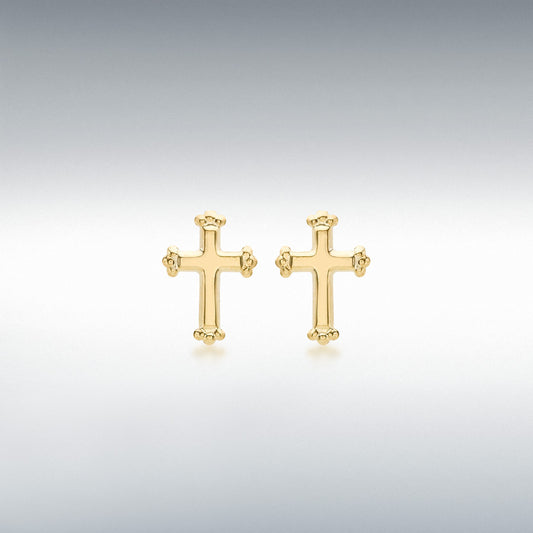 9ct Yellow Gold 8x10mm Cross Stud Earrings