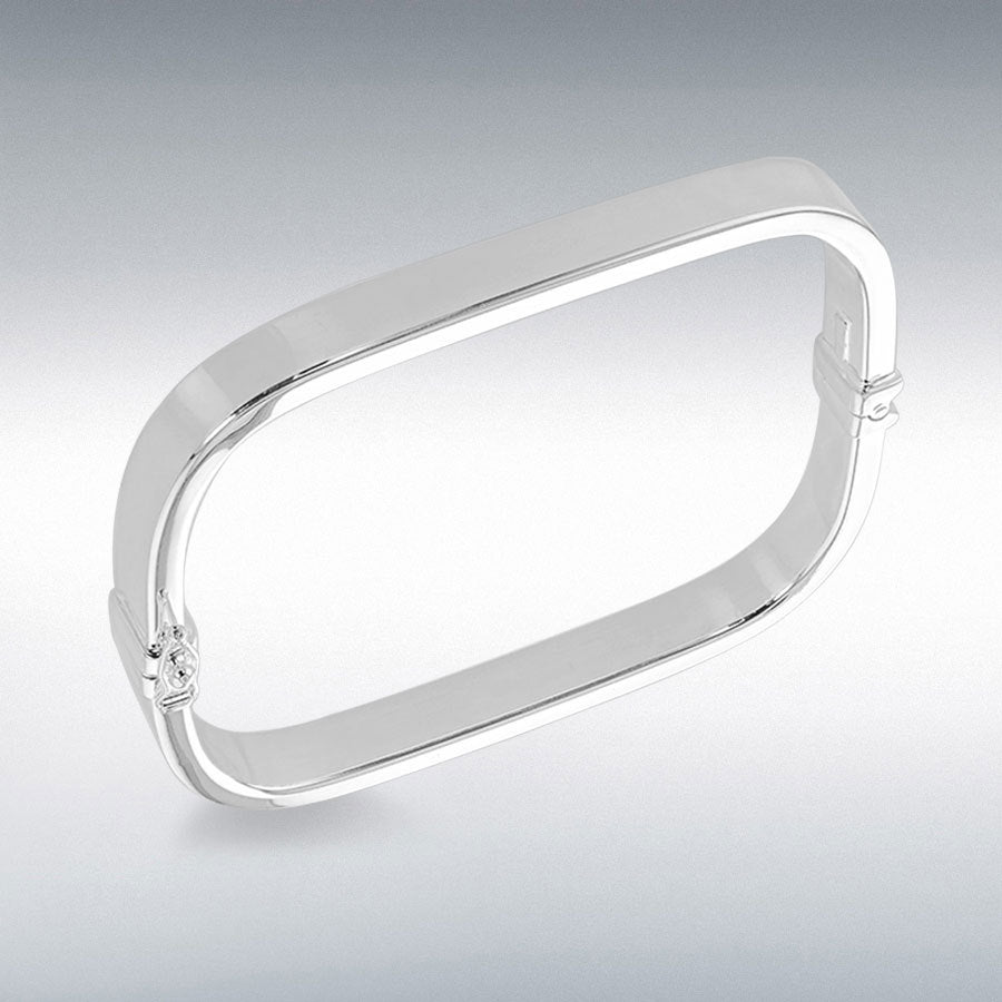 Sterling Silver Rectangular Hollow Square Bangle