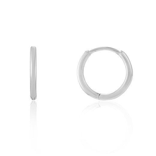 9ct White Gold 15mm Huggie Earrings