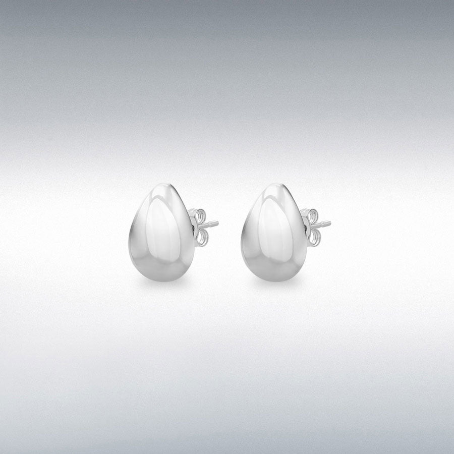 Sterling Silver Hollow Teardrop Stud Earrings