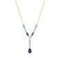 9ct Yellow Gold Diamond & Blue Topaz 'Y' Shape Necklace