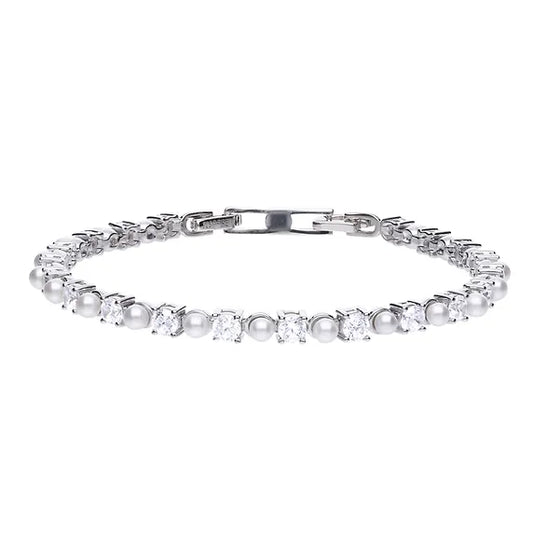 Diamonfire Pearl and Cubic Zirconia Tennis Bracelet B5302