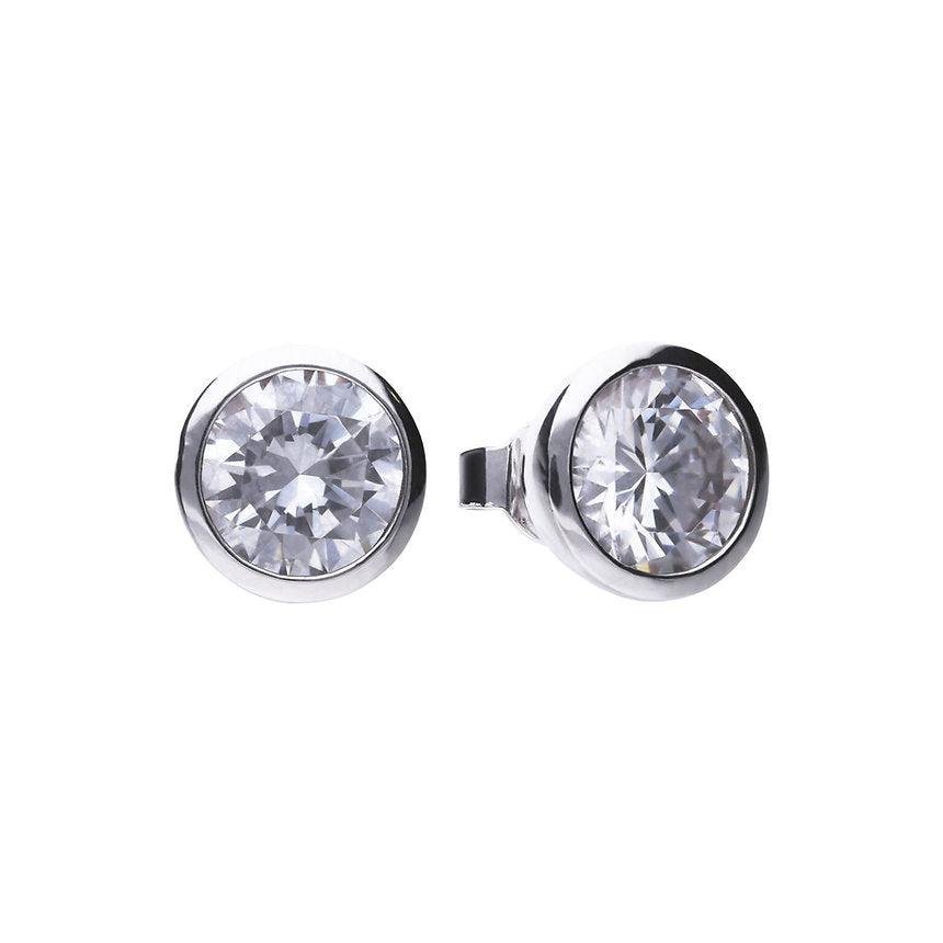 Diamonfire Silver Bezel Set 4ct Total Weight Cubic Zirconia Stud Earring E5622