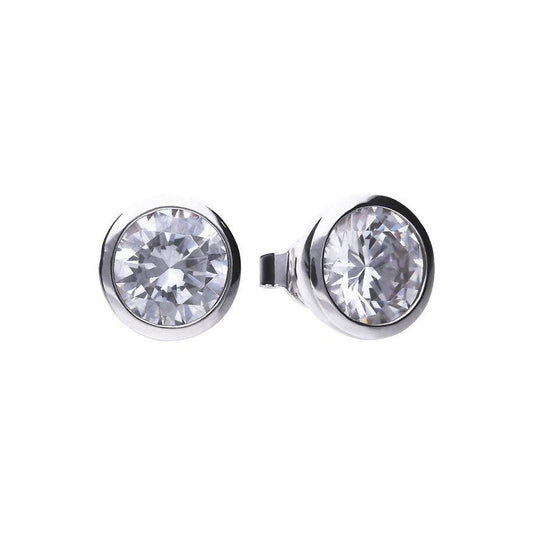 Diamonfire Silver Bezel Set 4ct Total Weight Cubic Zirconia Stud Earring E5622