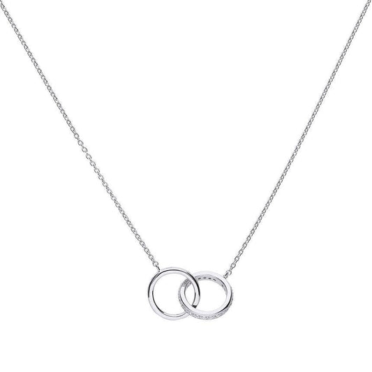 Diamonfire Silver White Zirconia Two Meshing Rings Necklace N4235