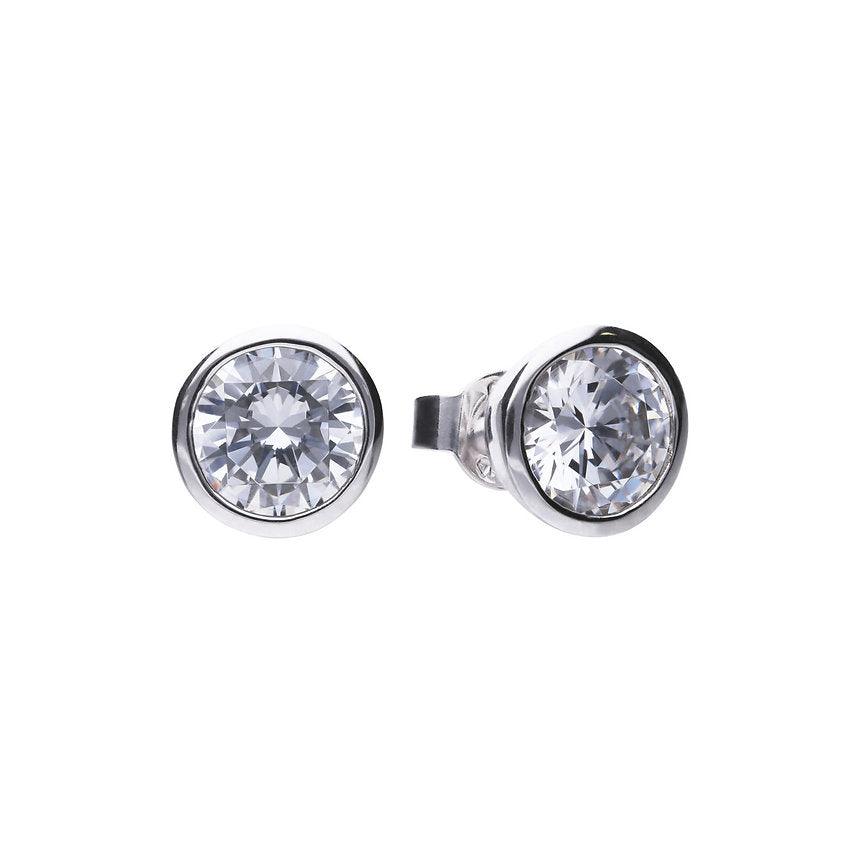 Diamonfire Silver & White Zirconia Bezel Set 3ct Solitaire Stud Earrings E5621