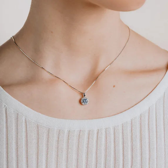 Diamonfire Sky Blue Zirconia Pave Set Necklace