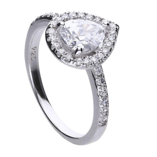 Diamonfire Silver White Zirconia Teardrop Ring R3627