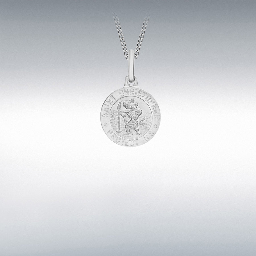 Sterling Silver 12mm Round Satin St Christopher