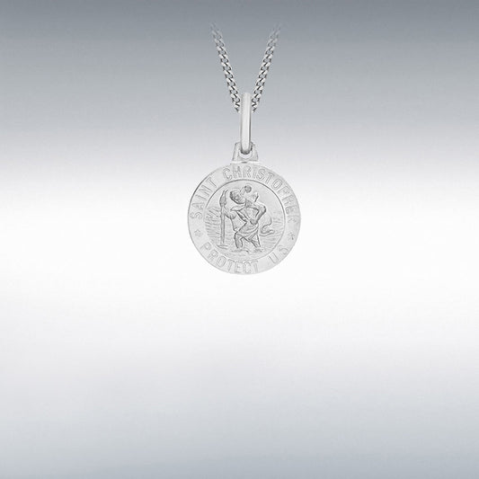 Sterling Silver 12mm Round Satin St Christopher