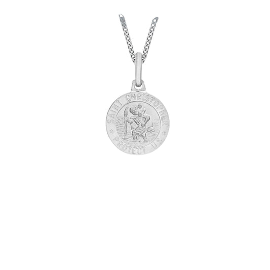 Sterling Silver 12mm Round Satin St Christopher