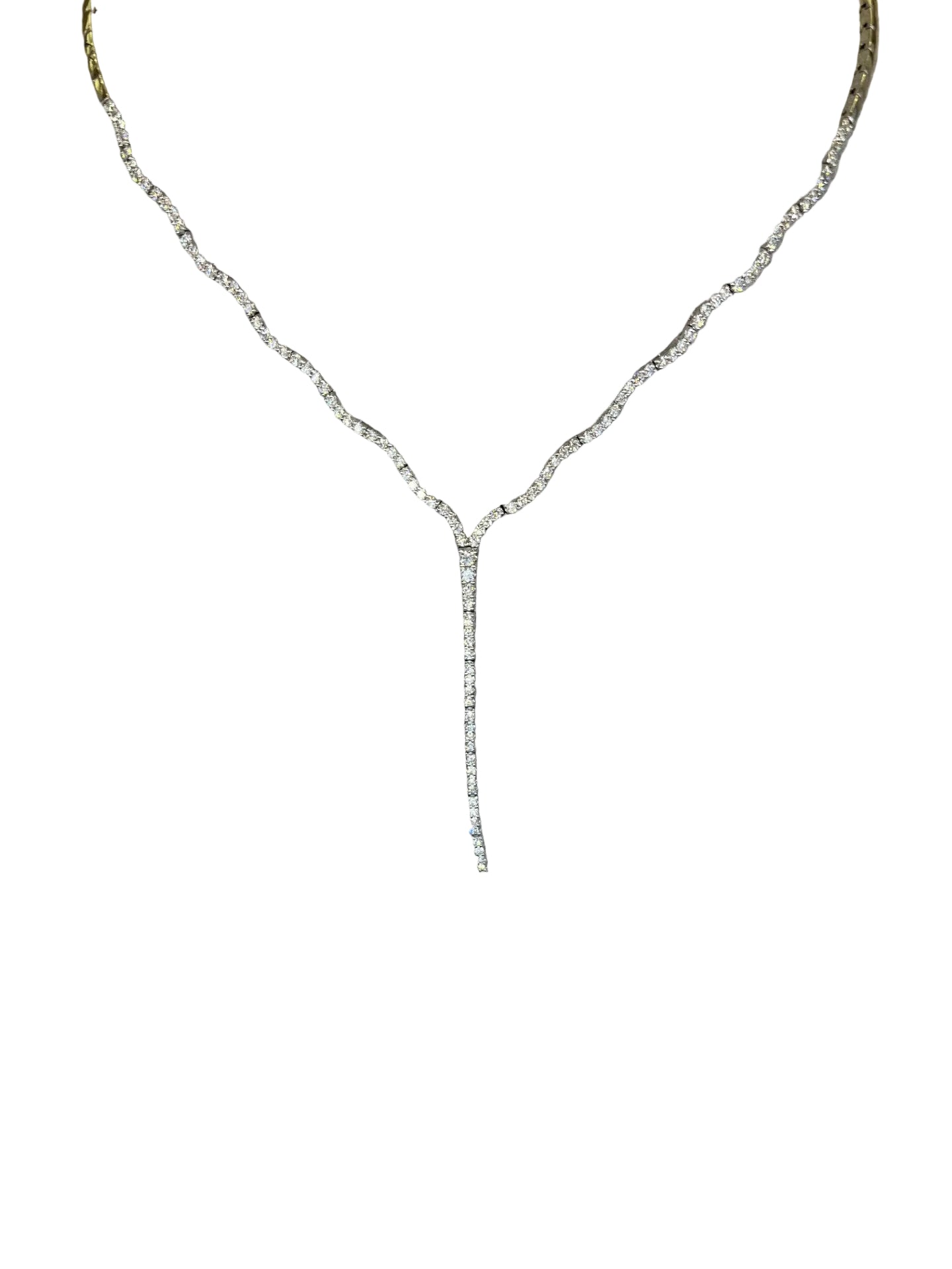 18ct White Gold 116 Brilliant Cut Diamond Y Shaped Necklace