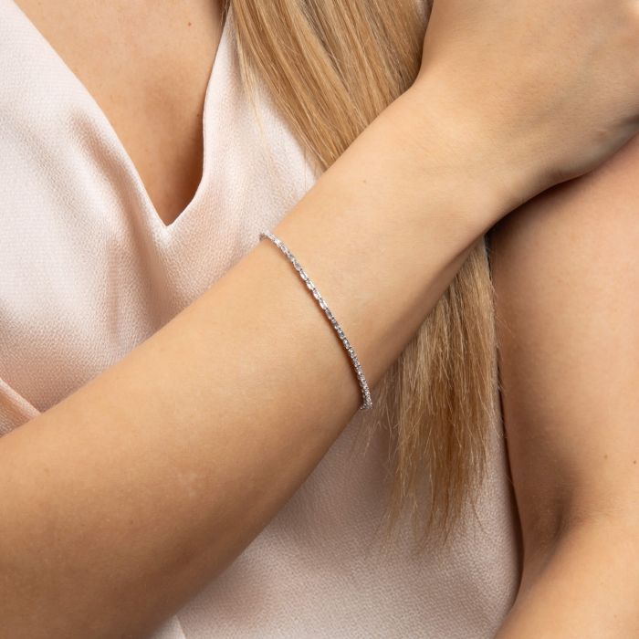 Diamonfire Sterling Silver Baguette Cut Slim Bracelet