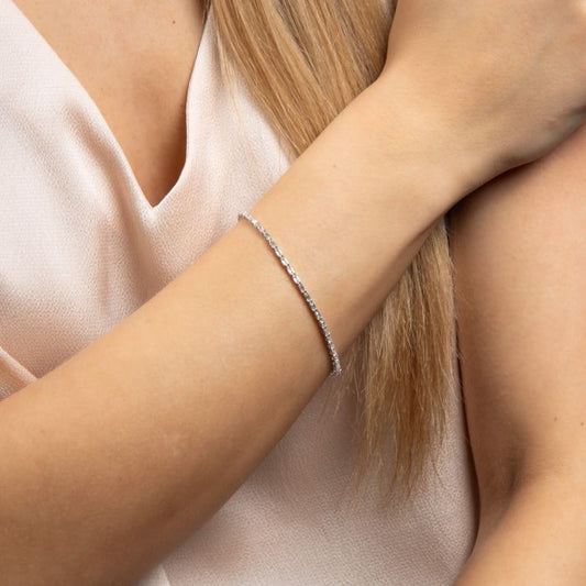 Diamonfire Sterling Silver Baguette Cut Slim Bracelet