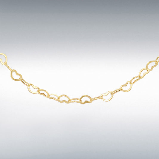 9ct Yellow Gold Mini Open Heart Chain 41cm, 16"