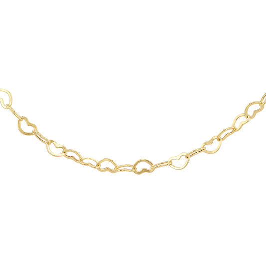 9ct Yellow Gold Mini Open Heart Chain 41cm, 16"