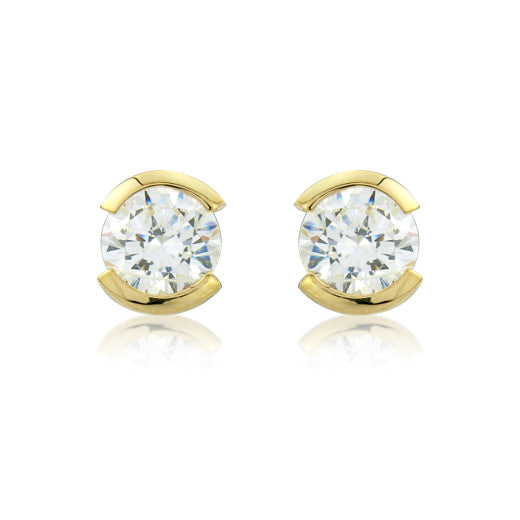 9ct Yellow Gold Cubic Zirconia Stud Earrings