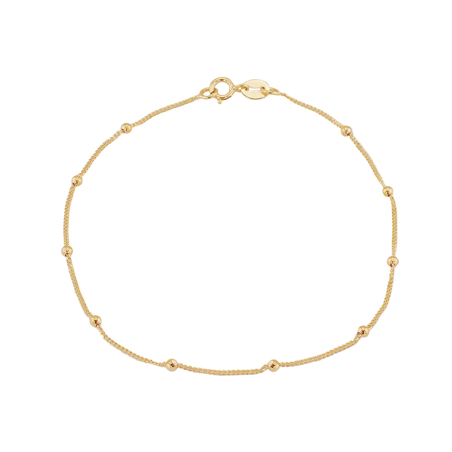 9ct Yellow Gold Micro Bead and Curb Chain Bracelet