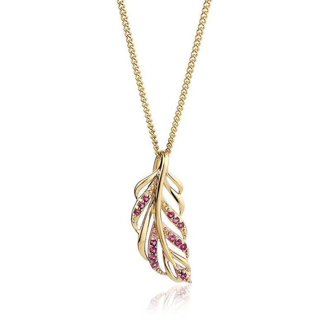 Clogau Debutante Pink Tourmaline Feather Necklace DBPFP