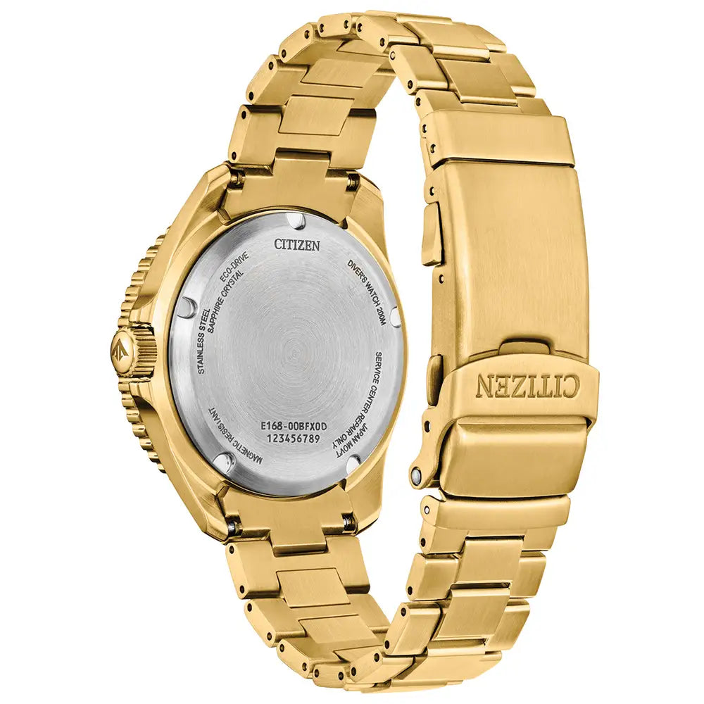 Citizen Yellow Gold Plated Promaster Green Dial Bezel 200M Divers Bracelet BN0262-59W