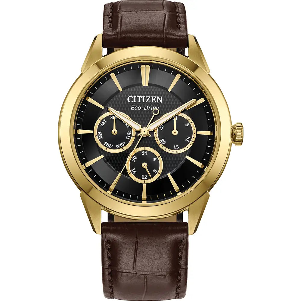 Citizen Gents Black Dial Chronograph Gold-plated Strap Watch