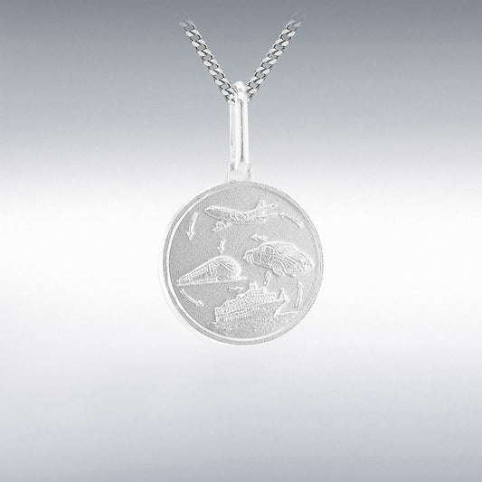 Sterling Silver 15mm Round St Christopher Travel Back