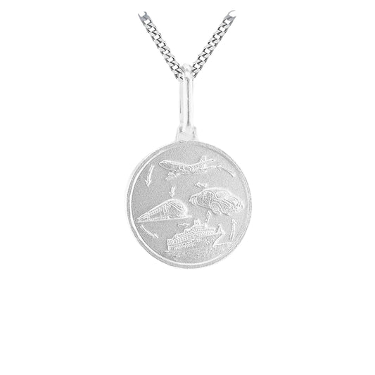 Sterling Silver 15mm Round St Christopher Travel Back