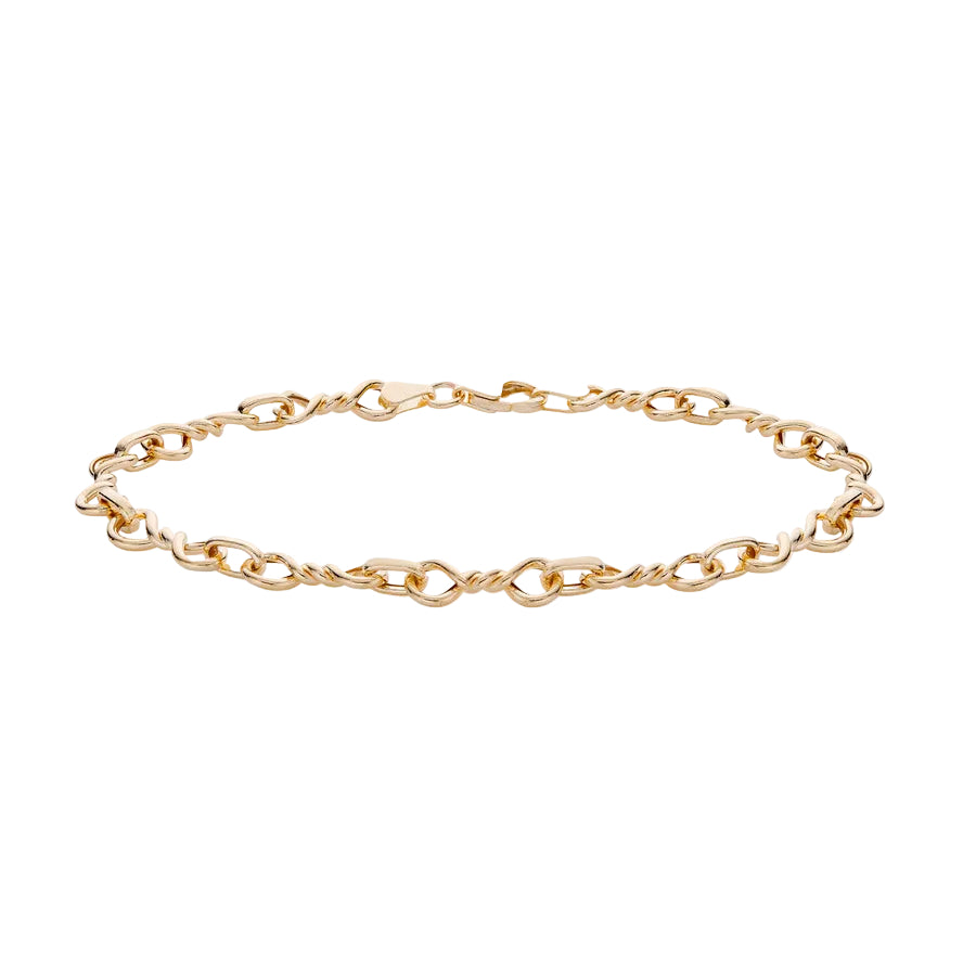 9ct Yellow Gold Double Twist Fancy Bracelet 7.5", 19cm