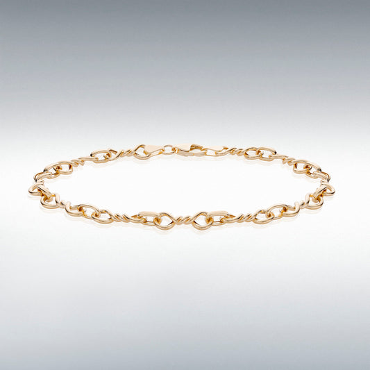 9ct Yellow Gold Double Twist Fancy Bracelet 7.5", 19cm