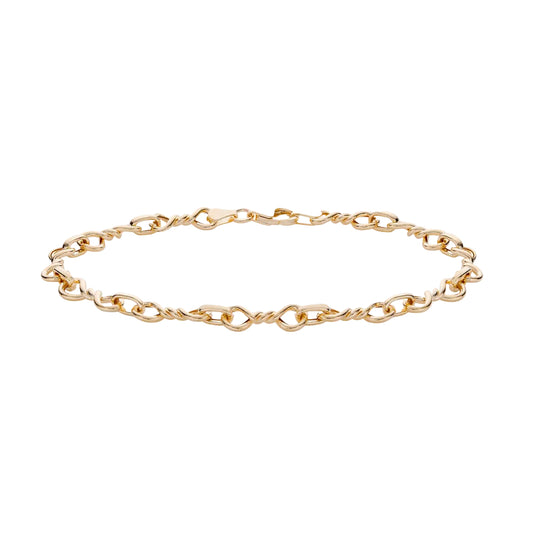 9ct Yellow Gold Double Twist Fancy Bracelet 7.5", 19cm