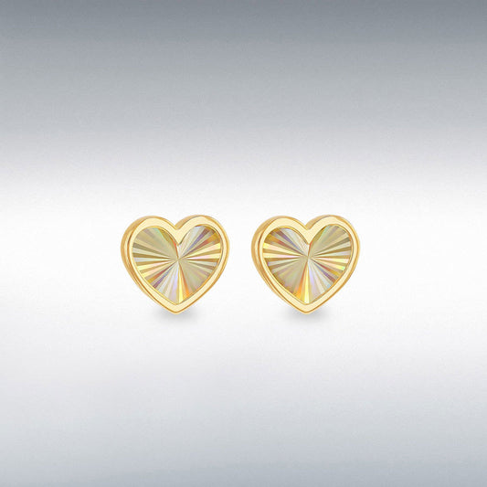 9ct Yellow Gold Rainbow Heart Stud Earrings