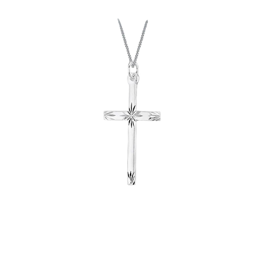 Sterling Silver Cross with Diamond Cut Centre