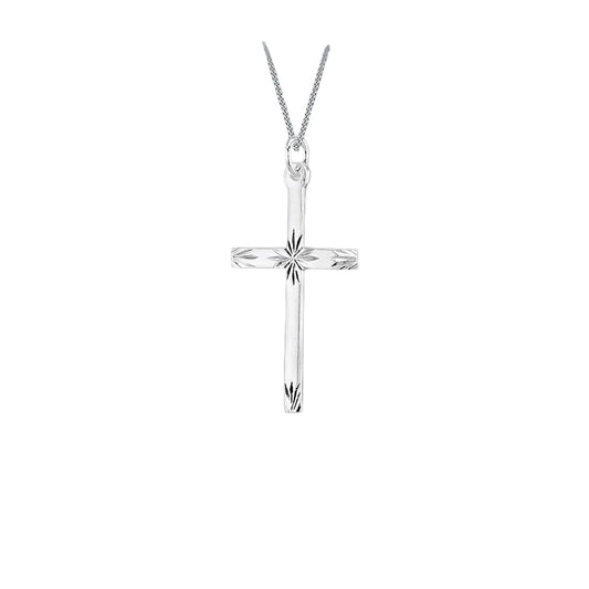 Sterling Silver Cross with Diamond Cut Centre