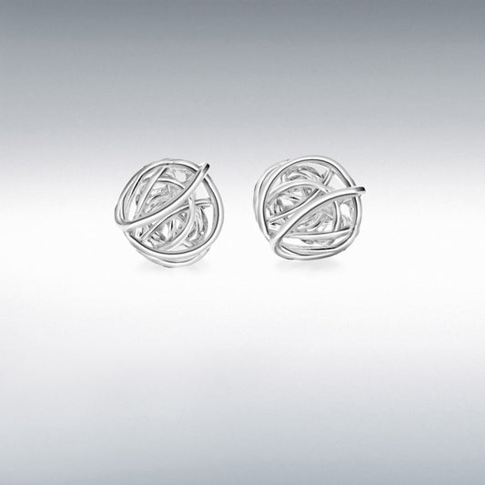 Sterling Silver Wire Knot Ball Stud Earrings