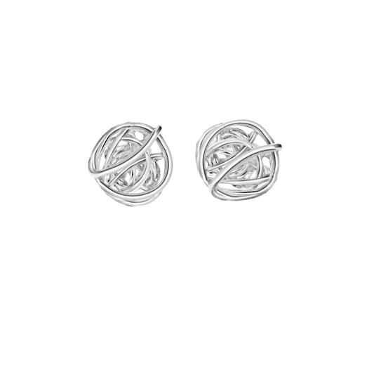 Sterling Silver Wire Knot Ball Stud Earrings