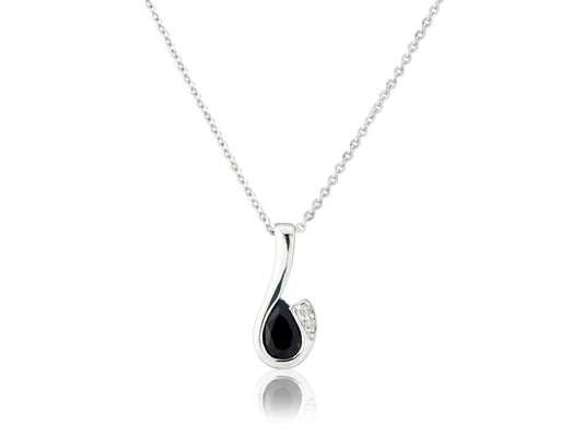 9ct White Gold Sapphire and Diamond Necklace