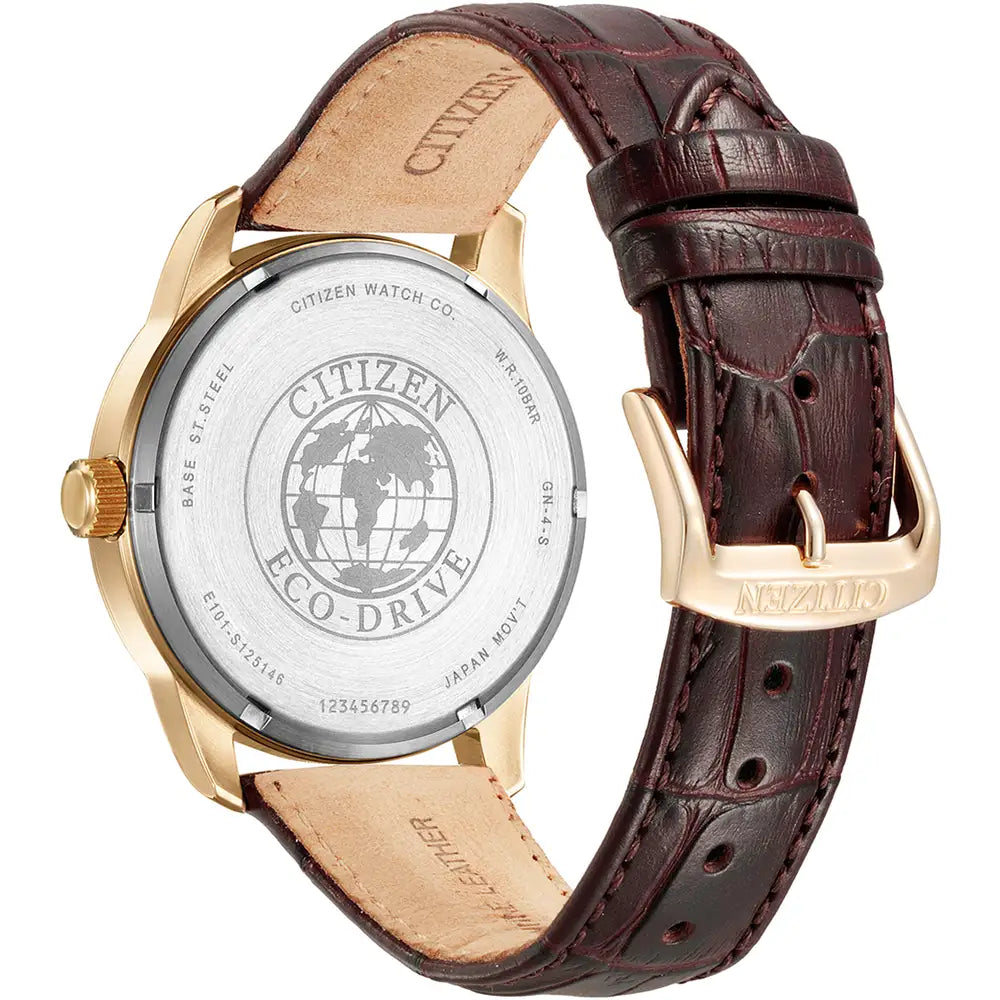 Citizen Yellow Gold Plated Leather Strap Watch