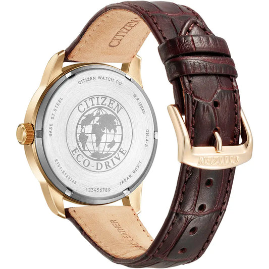 Citizen Yellow Gold Plated Leather Strap Watch