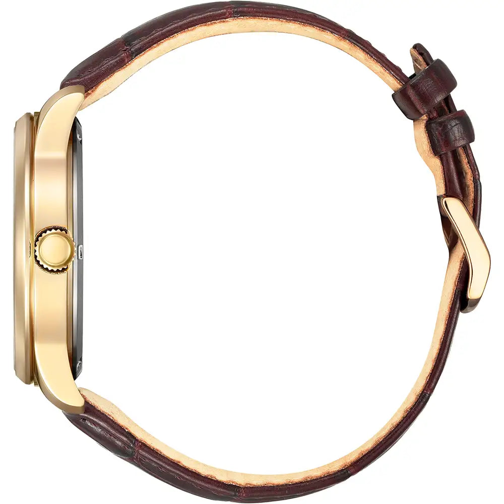 Citizen Yellow Gold Plated Leather Strap Watch