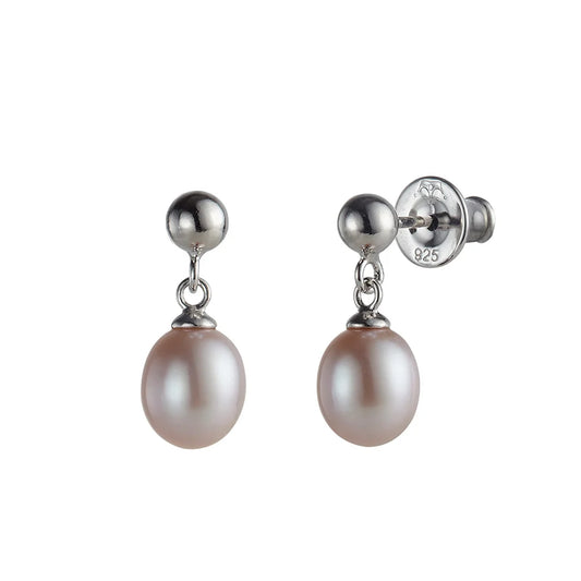 Jersey Pearl Pink 7mm Freshwater Cultured Pearl Drop Earrings