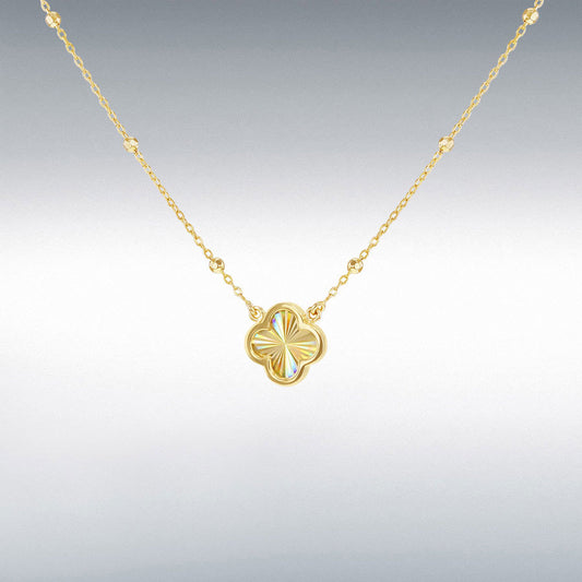 9ct Yellow Gold Rainbow Clover Beaded Adjustable 16"/18" Necklace