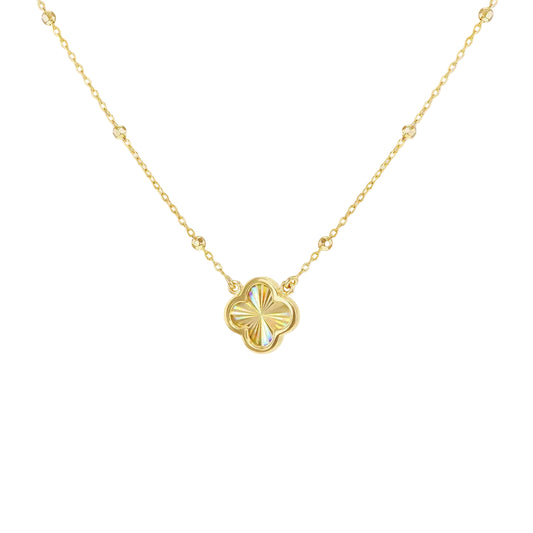 9ct Yellow Gold Rainbow Clover Beaded Adjustable 16"/18" Necklace
